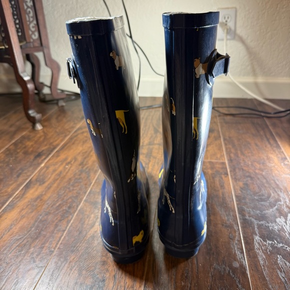 Norty Navy Blue Dog Print Rubber Rain Boots | US 11 EU 42 | Waterproof Wellies - Picture 5 of 8